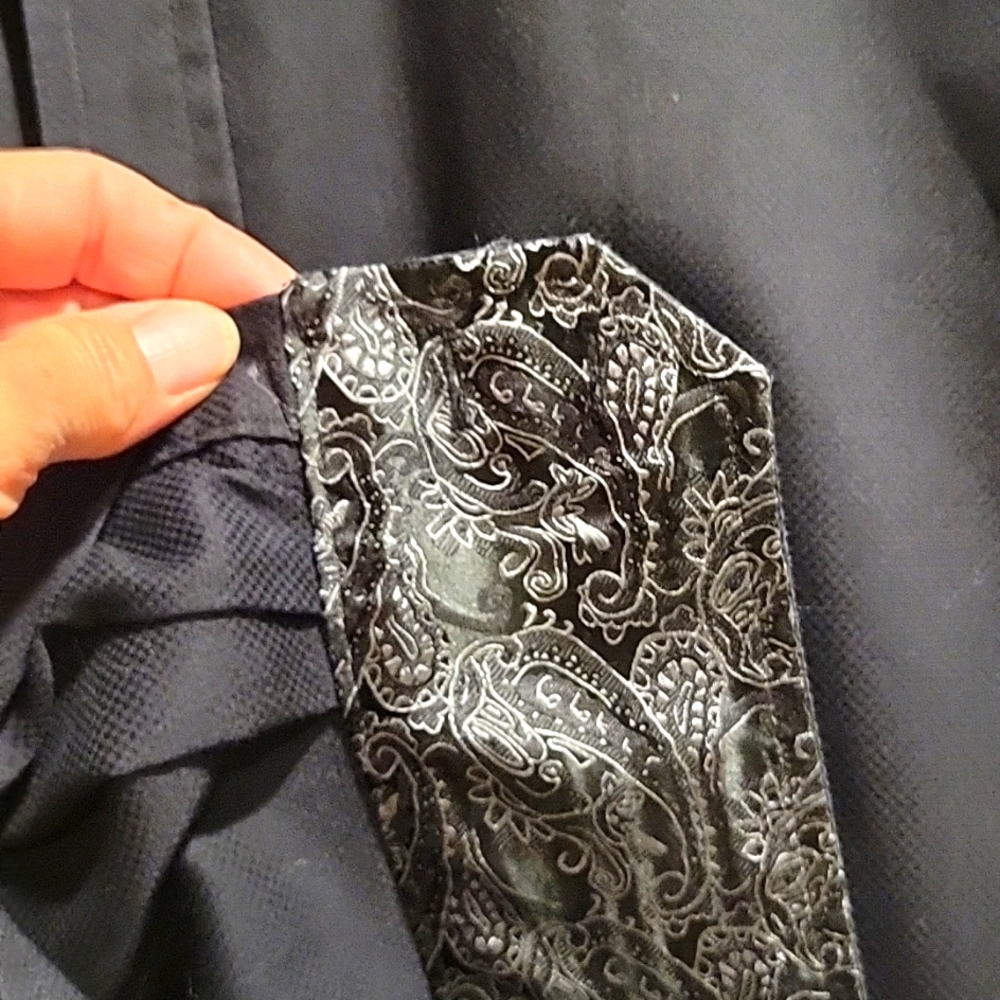 English Laundry Black textured long sleeve button down 17 neck 34/35 - Picture 4 of 11